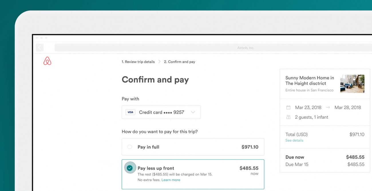 airbnb pago en dos plazos