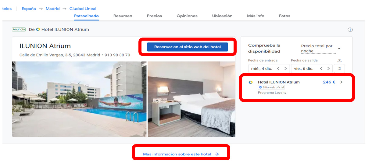 promoted hotels google