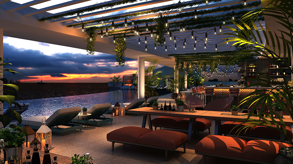 NH Dubai The Palm Rooftop Pool and Bar rendering