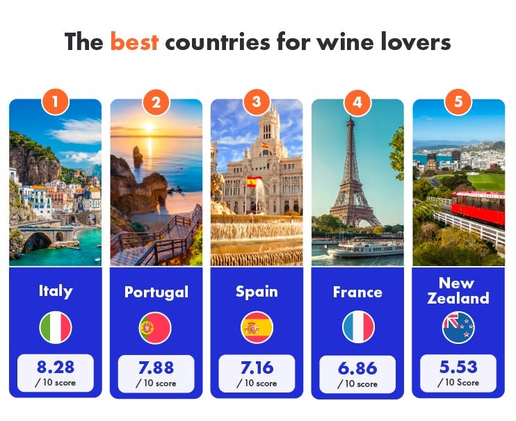cinco países para consumir vino